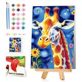 Paint by Numbers for Adult with Frame, Giraffe Paint by Numbers Kit for Adults Beginners, DIY Acrylic Painting on Canvas for Home Wall Art Decor 7.8x11.8Inch (with Frame Easel) Mandun