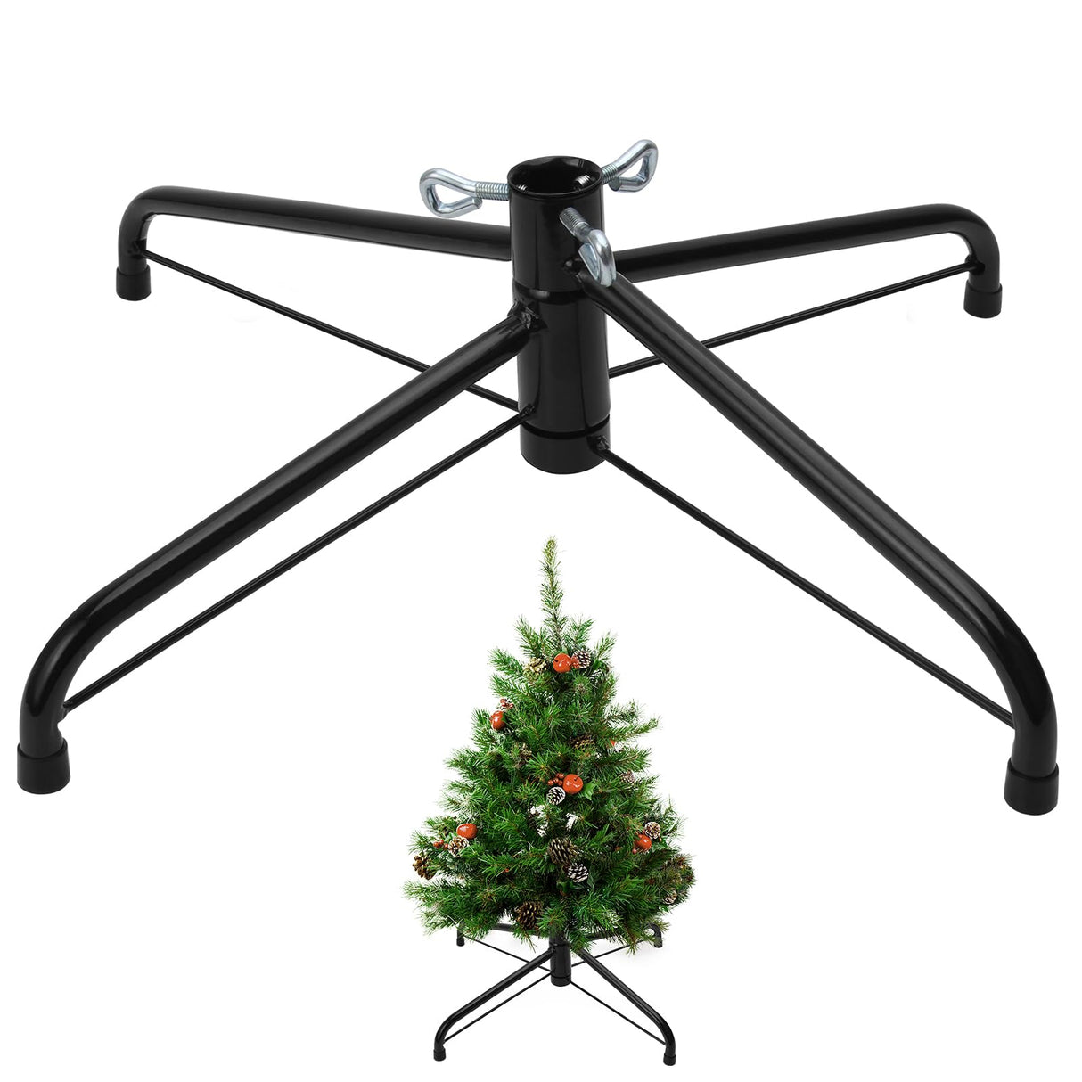 Christmas Tree Stands, Universal Folding Christmas Tree Stands For Fits 0.5-1.1 Inchs Tree Pole, 3 Ft To 8 Ft Artificial Trees WoodArtSupply