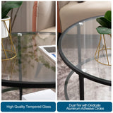 VINGLI 25.6" Round Black Coffee Tables for Living Room, 2-Tier Glass Top Coffee Table with Storage Clear Coffee, Simple & Modern Center Table for Small Space VINGLI