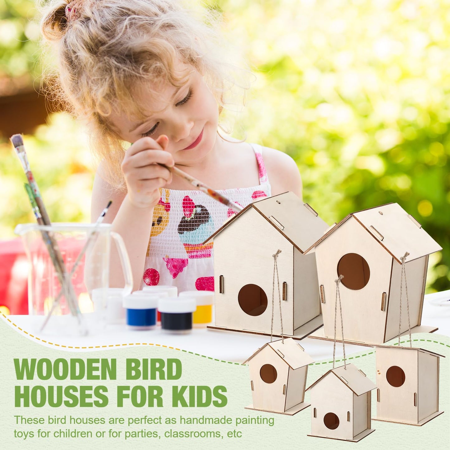 DoubleFill 12 Pcs Bulk Wooden Bird Houses Kits for Kids DIY Bird House Kit Unfinished Wood Birdhouse Wooden Crafts to Paint, Build, and DIY for Boys Girls Crafts Classroom Activity, 3 Styles