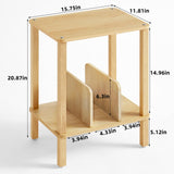 LELELINKY 2-Tier Bamboo Record Player Stand with Vinyl Record Storage up to 100 Albums, Bedroom Record Holder and Multi-Functional End Table for Living Room, Natural LELELINKY