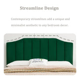 Befurtori Velvet Upholstered Queen/Full Headboard, Tufted Headboard for Queen/Full Bed, Modern Vertical Channel Design with Curved Tufted Solid Wood Befurtori