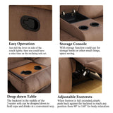 Dekmxas Fabric Recliner Sofa Set Manual Reclining Sofa Set Living Room Furniture Sets Modern Reclining Couch Set with Cup Holders/Storage Console/Drop Down Table for Home/Office (Chocolate, 3PCS Set) Dekmxas