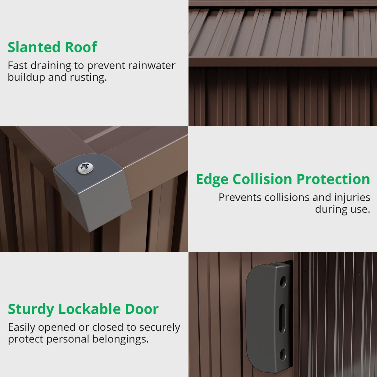 Acekool 8x10 FT Outdoor Metal Storage Shed, Large Garden Tool Shed with Lockable Door and Vents, Waterproof Galvanized Metal Sheds for Tools & Equipment, Garbage Can, Bike, Mower, Brown Acekool