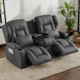 SAMERY 68" RV Loveseat Recliner Sofa, 6" Wall Hugger Reclining Loveseat with Flip-Down Console, Manual Fabric Recliner Sofa Couch for Living Room RV Theater Seating with Cup Holder SAMERY