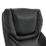 Serta Conway Big and Tall Executive Office Wood Accents, Adjustable High Back Ergonomic Computer Chair with Lumbar Support, Bonded Leather, 30.5D x 27.25W x 47H in, Black Serta
