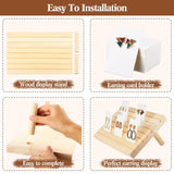 124 Pcs Wood earring card display wooden earring display stand 4 Set Jewelry stand holder with Card for Jewelry Selling(Wood Color) Marsui