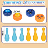 JstFrU Portable Indoor Shuffleboard Table Game, Curling Game and Bowling Game 3 in 1 Board Game Set,with 11.7 Foot Game Mat,2 Cues,8 Curling Rocks,6 Bowling Pins,Fun Family Game JstFrU