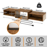 IBUYKE Floating TV Stand Wall Mounted with Power Outlet,Wood Wall Mounted Media Console Shelf,Floating Entertainment Center for Under TV Storage for Living Room Bedroom Office,Rustic Brown WST001H IBUYKE
