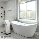 DreamLine Nile 67 inch L x 28 3/8 inch W x 28 3/8 inch H Freestanding Acrylic Bathtub with Matte Black Drain DreamLine