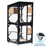 Luyitton 4 Tiers Cat Catio Cat House Outdoor Cat Enclosure Window Large Outside Patio with Removable Floor, Scratching Post Sisal Ball 4 Wheels Waterproof Roof luyitton