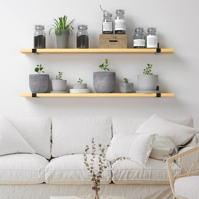 LuckIn 10 Inch Wall Shelf Brackets (Fit 9.25" Board) 4-Pack, Heavy Duty Black Iron, Garage, Kitchen, Bathroom Floating Shelf Hardware