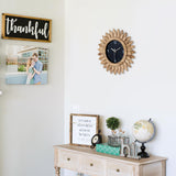 Honiway Wall Clock Battery Operated 12 in Rustic Wood Boho Sunburst Decorative Wall Clock Silent Non Ticking Farmhouse Small Wall Clocks for Living Room Kitchen Bathroom Bedroom Decor (Rustic Brown) Honiway