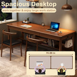 Ytaoka 70.86" Long Solid Wood Desk with 3 Drawers Home Office Computer Desk Mid Century Modern Desk Large Study Writing Desk Simple Wooden Desk Walnut Real Wood Desk Study Table Workstation Ytaoka