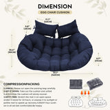 boyspringg Patio Double Egg Chair Cushion Replacement 55x35in Thickened Memory Foam Large Double Egg Swing Chair Cushions Hanging Basket Chair Cushion(Blue) boyspringg