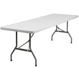 Flash Furniture Elon 8' Rectangular All-Occasion Plastic Folding Event Table, Foldable Portable Banquet Table for Indoor/Outdoor Events, White Flash Furniture