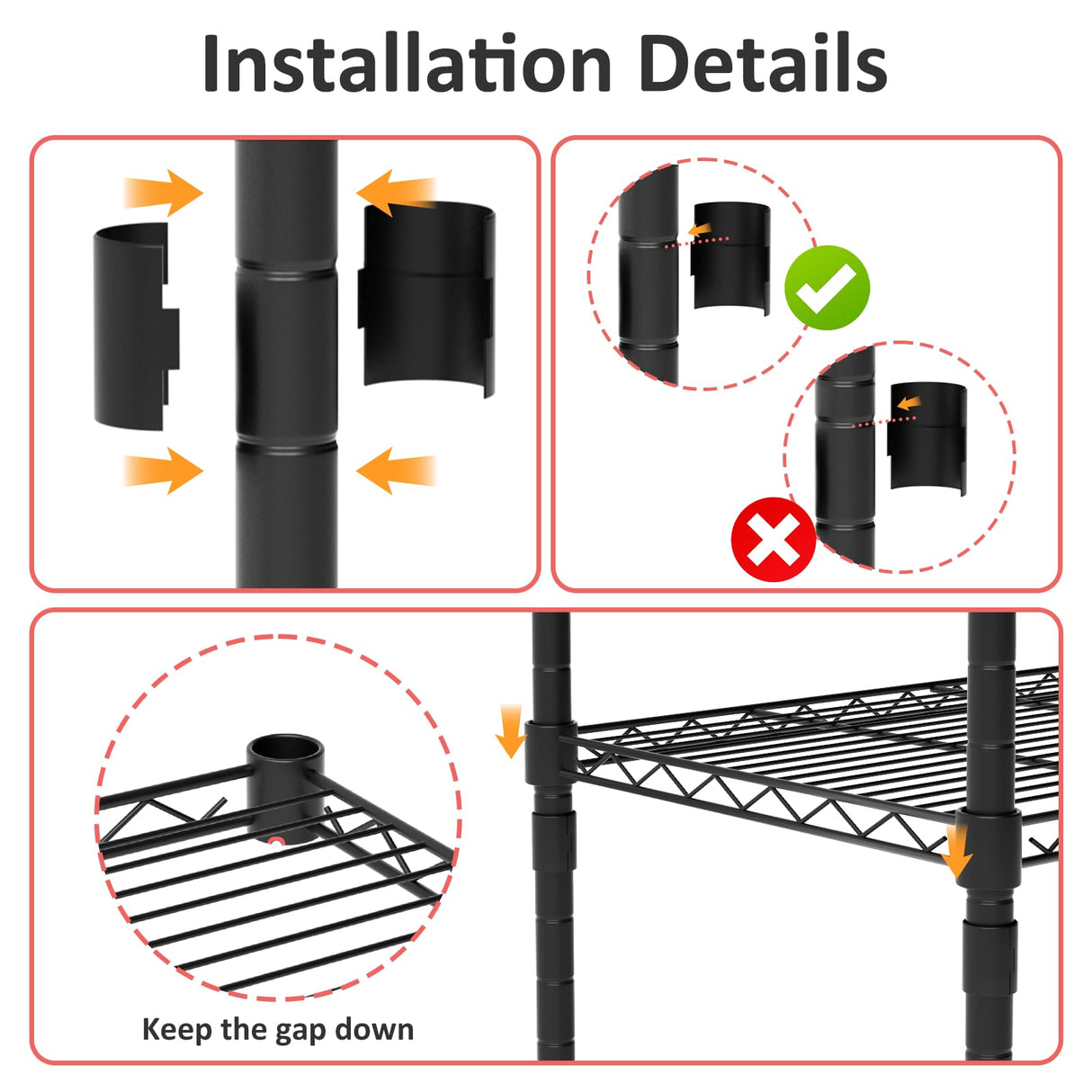 FUXRYTH 5 Tier Shelving Unit, 176 LBS Per Shelf Height Adjustable Narrow Storage Shelves, Heavy Duty Metal Garage Metal Shelves for Kitchen, Restaurant, Pantry, Laundry, 23"x 13.4"x 59", Black FUXRYTH