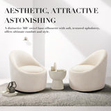 Swivel Barrel Accent Chair Set of 2, 360 Swivel with Hidden Storage, Modern Small Round Accent Chair for Living Room/Bedroom - Beige COLAMY