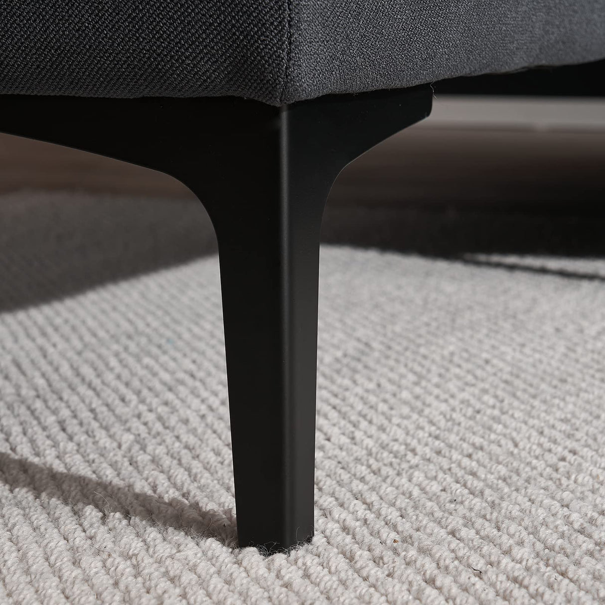 Karl home Sectional Sofa 110" U-Shape Sofa Couch Linen Fabric Upholstered with Double Chaises, Lattice Decorated, for Living Room, Apartment, Studio, Office, Dark Gray Karl home