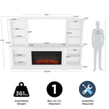 Real Flame Monte Vista 108" Landscape Electric Fireplace TV Stand for TVs up to 60 inches, Entertainment Center with Adjustable Shelves and Storage, TV Stand for Living Room and Bedroom, White Real Flame