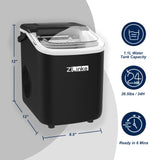 Countertop Ice Maker, Ice Maker Machine 6 Mins 9 Bullet Ice, 26.5lbs/24Hrs, Portable Ice Maker Machine with Self-Cleaning, Ice Scoop, and Basket (Black) Zlinke