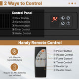 COSTWAY Electric Fireplace TV Stand for TVs Up to 65 Inches, 1400W Heater Insert with Remote Control, 6H Timer, 3-Level Flame, Overheat Protection and CSA Certification, Adjustable Shelves, Brown COSTWAY