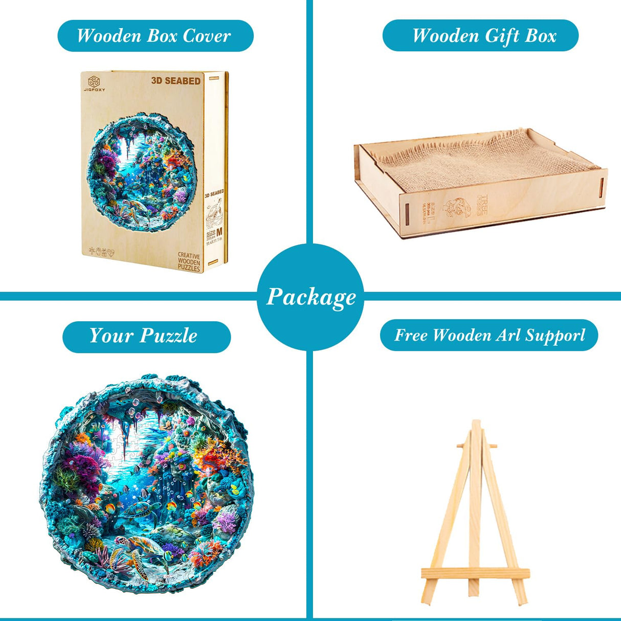 Jigfoxy Wooden Puzzle for Adults, 3D Visual Ocean Wooden Jigsaw Puzzles for Adult, Unique Animal Shape Wood Cut Puzzles, Christmas Thanksgiving Gifts for Friends Family (S-8.5 * 8.5in-100pcs) Jigfoxy