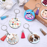 ZOCONE 250 Pcs Round Sublimation Keychain Blanks Bulk, Sublimation Blanks Keychain 2in Heat Transfer Blank Keychains, Double Side Keychain with Tassels, Jump Rings, DIY Gift Ornament ZOCONE