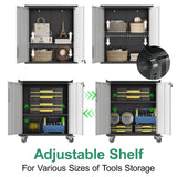 VIYET Metal Tool Cabinet,Garage Storage Cabinet System,Wall Cabinet & Locking Rolling Tool Cabinet with Doors and Adjustable Shelves,Steel Tool Cabinets for Home (10 Pcs-StyleA, Black & Grey) VIYET