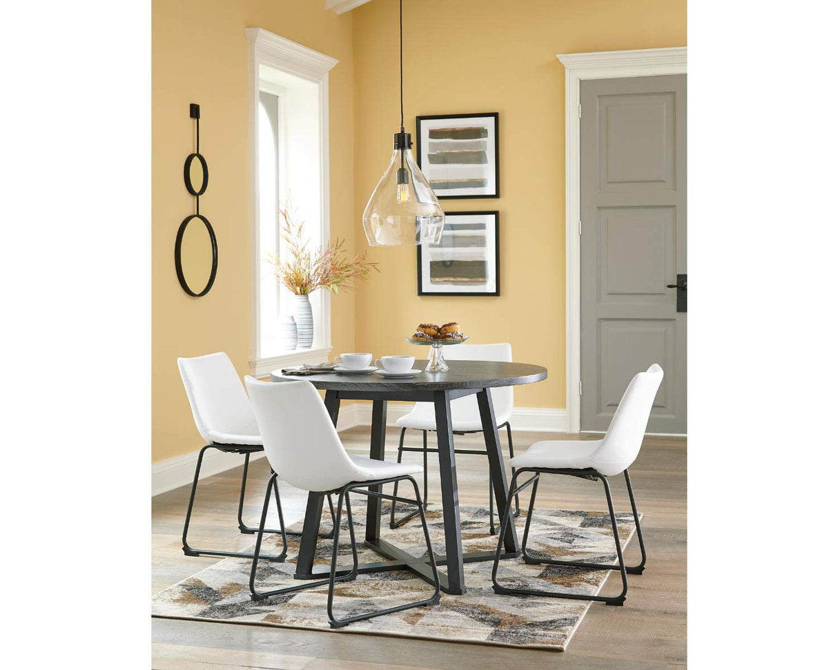 Signature Design by Ashley Centiar Mid Century Round Dining Room Table with Metal Legs, Gray & Black Signature Design by Ashley