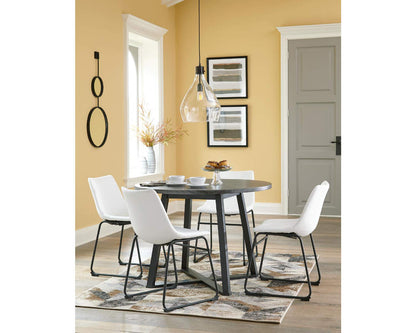 Signature Design by Ashley Centiar Mid Century Round Dining Room Table with Metal Legs, Gray & Black - WoodArtSupply