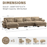 SoarTalent 166" Modern Oversized Modular Sectional Sofa 4-Seater U-Shaped Cloud Sleeper Couch with 2 Ottomans, Pillows and Overthick Cushion for Living Room, Home Theater, Apartment, Velvet, Camel SoarTalent