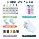 WINSONS Tie Dye Kit 5 Colors Permanent Fabric Dye Art Set for Kids Adults for School, Homemade Party, Creative Groups Activities, DIY Gift WINSONS