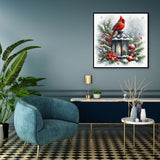 MOMDEDP Christmas Cardinal Diamond Painting Kits for Adults, 5D Light Diamond Art Painting by Numbers Kits, DIY Winter Diamond Dots Art Kits Full Round Drill Bird Diamond Paintings for Decor12x12 in MOMDEDP