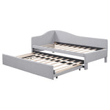 Twin Size Upholstered Daybed with Pop up Trundle,Linen Day Bed Frame with Extendable Trundle,Twin to King Daybed,Tufted Sofa Bed for Bedroom,Living Room,Guest,Gray Bellemave