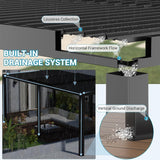 LVUYOYO Outdoor Louvered Pergola 10' x 20', Patio Aluminum Pergola with Adjustable Roof, Waterproof Metal Gazebo for Backyard, Garden, Deck (Black) LVUYOYO