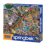Springbok - Getting Away - 1000 Piece Jigsaw Puzzle- Cartoon Illustration of Transportation to Challenge Your Brain Springbok