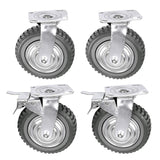 6 Inch Caster Wheels Set of 4 (2 Swivel w Brake,2 Swivel Without Brake) All Grey Metal Swivel Plate Caster Wheels Heavy Duty High-Gauge Steel for Workbench,Cart,Furniture uyoyous