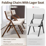 HOMEFUN Folding Chairs with Cushion, Wooden Padded Folding Chairs 2 Pack, Portable and Assembled Folding Dining Chair for Guests Kitchen Office Wedding and Party, Camel HOMEFUN