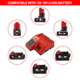 WORTHMAH 2 Pack 5.0Ah 18V Replacement Batteries and Charger Replacement for Milwaukee M18 Lithium Ion Battery Compatible with Milwaukee 48-11-1815 48-11-1820 48-11-1828 Cordless Power Tools Worthmah