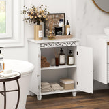 Tangkula Classic White Bathroom Storage Cabinet with Adjustable Shelf and Solid Wood Legs Tangkula