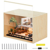 Cinnvoice Diorama Box Unfinished Large Display Box Wooden Display Cases for Collectibles 15.7'' x 11'' x 11'' with Transparent Lid Desktop Wood Storage Container for Dolls Dollhouse Miniature Figures Cinnvoice