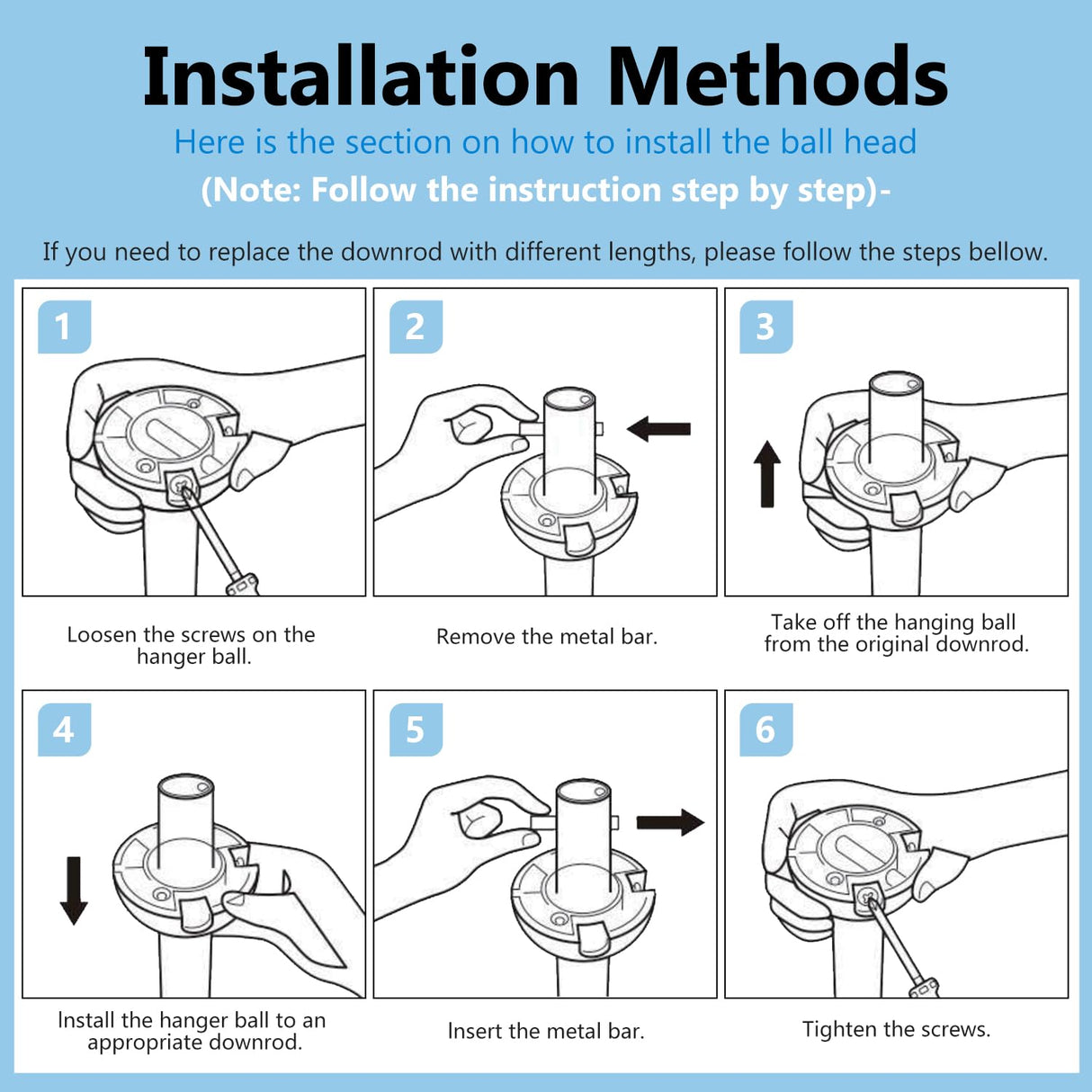 BOOSANT 72 INCH Ceiling Fan Downrod With Extended Wires,Extension Rod Only Ceiling Fans Compatible, Not Threaded(Black) BOOSANT