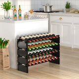 Domax Wine Rack Freestanding Floor - 4 Tiers Stackable Wine Rack 36 Bottle Wine Bottle Holder， Bamboo Wine Holder Wine Storage for Kitchen, Bar, Pantry, Wine Cellar and Countertop (Black) Domax