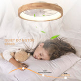 Oaks Aura 20” Ceiling Fan with Light, 3 Color Dimmable LED, 6 Speeds,Reversible DC Motor, Wooden Flush Mount Low Profile Ceiling Fans with Lights and Remote for Bedroom/Kidsroom/Dinng Room Oaks Aura