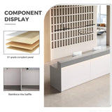 Nuipesn Modern Reception Desk Front Desk with LED Strip Lighting, Lockable Drawers, and Versatile Storage for Office, Checkout (Gray/Regular Type, 86.61" L*23.62" W*39.37" H) Nuipesn