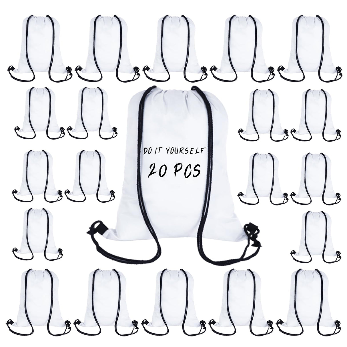 MAIKESUB 20 Pieces Sublimation Drawstring Backpack Bags Cinch Sack with String DIY Gym Sports Sackpack Lightweight MAIKESUB