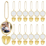 12 PCS Angel Wings Sublimation Keychain Blanks Gold, Double Side Heat Transfer Blanks with Angel Wings Charms, MDF Round Key Rings Blanks for Sublimation DIY Craft OMISTAR