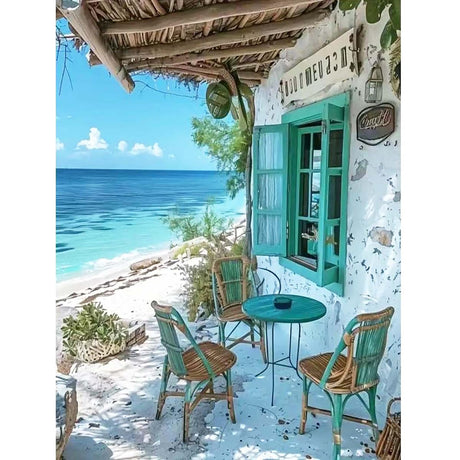 Diamond Art Painting Kits for Adults Beginner, 5D Diamond Painting Kits for Beach Cottage, DIY Round Full Drill Diamond Dot Gem Craft Home Decor 12 X 16 Inch GEMFAMILY