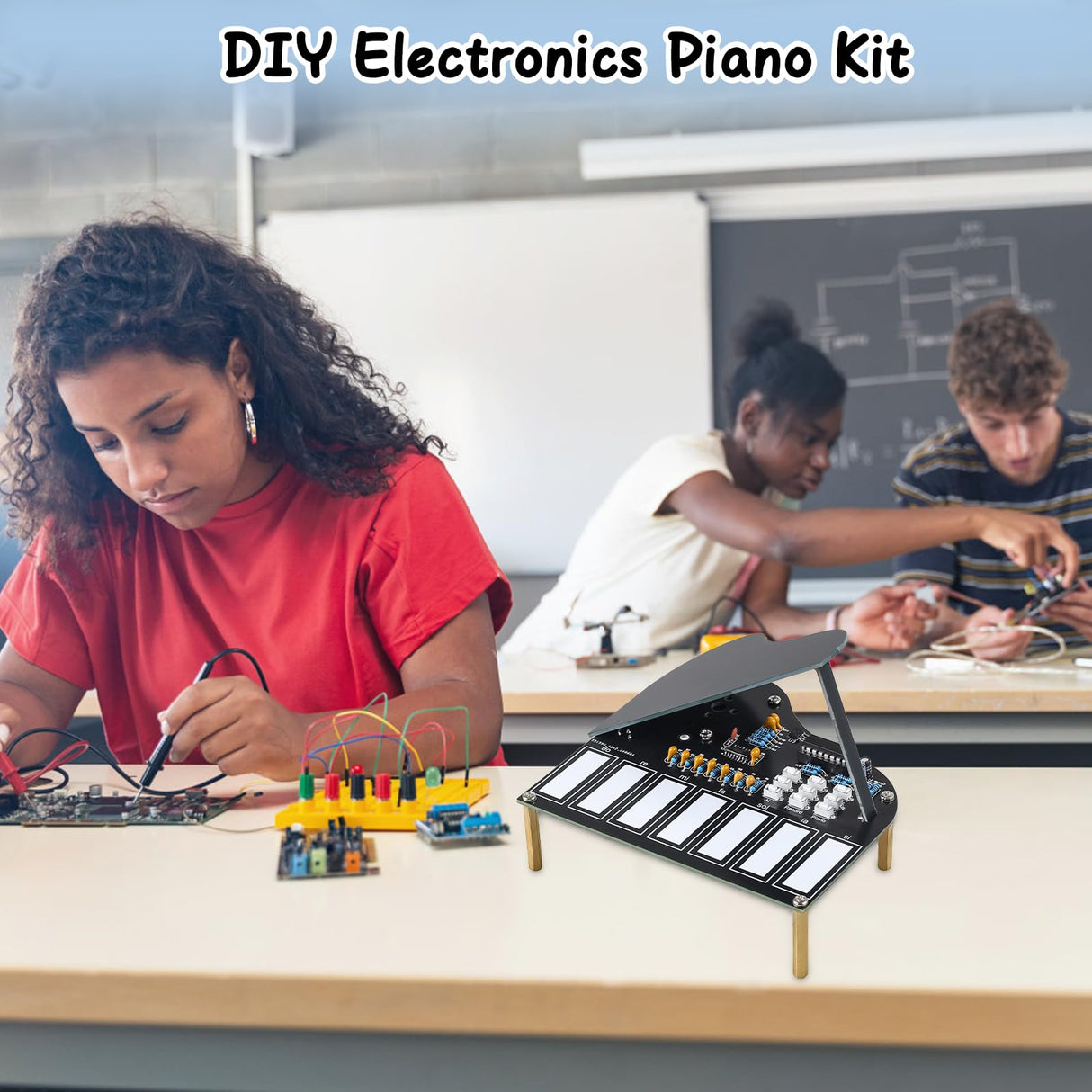 MIOYOOW Soldering Practice Kit, 7 Keys Mini Piano Violin Guitar Soldering Project with 3 Tones, Electronic Musical Instrument Early Learning Educational DIY Soldering Kit for Home School Learning MiOYOOW